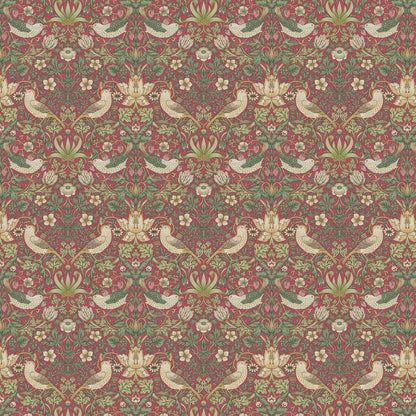 William Morris Strawberry Thief Table Runner Crimson Red , Cotton Napkins , Birds Table Runner , Table Decoration , Various Size