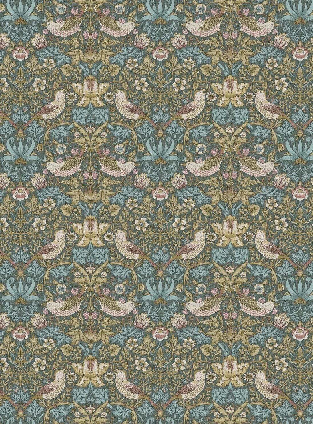 William Morris Strawberry Thief Table Runner Teal , Cotton Napkins , Birds Table Runner , Table Decoration , Various Size