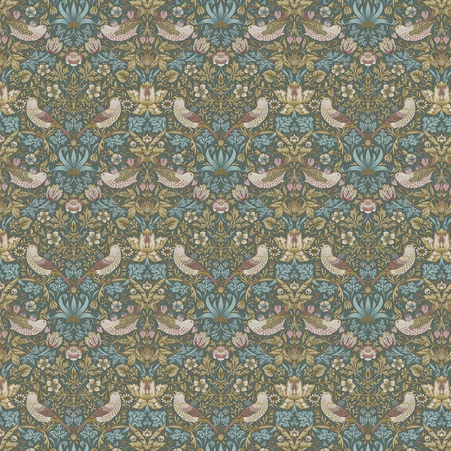 William Morris Strawberry Thief Table Runner Teal , Cotton Napkins , Birds Table Runner , Table Decoration , Various Size