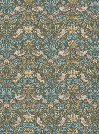 William Morris Strawberry Thief Table Runner Teal , Cotton Napkins , Birds Table Runner , Table Decoration , Various Size
