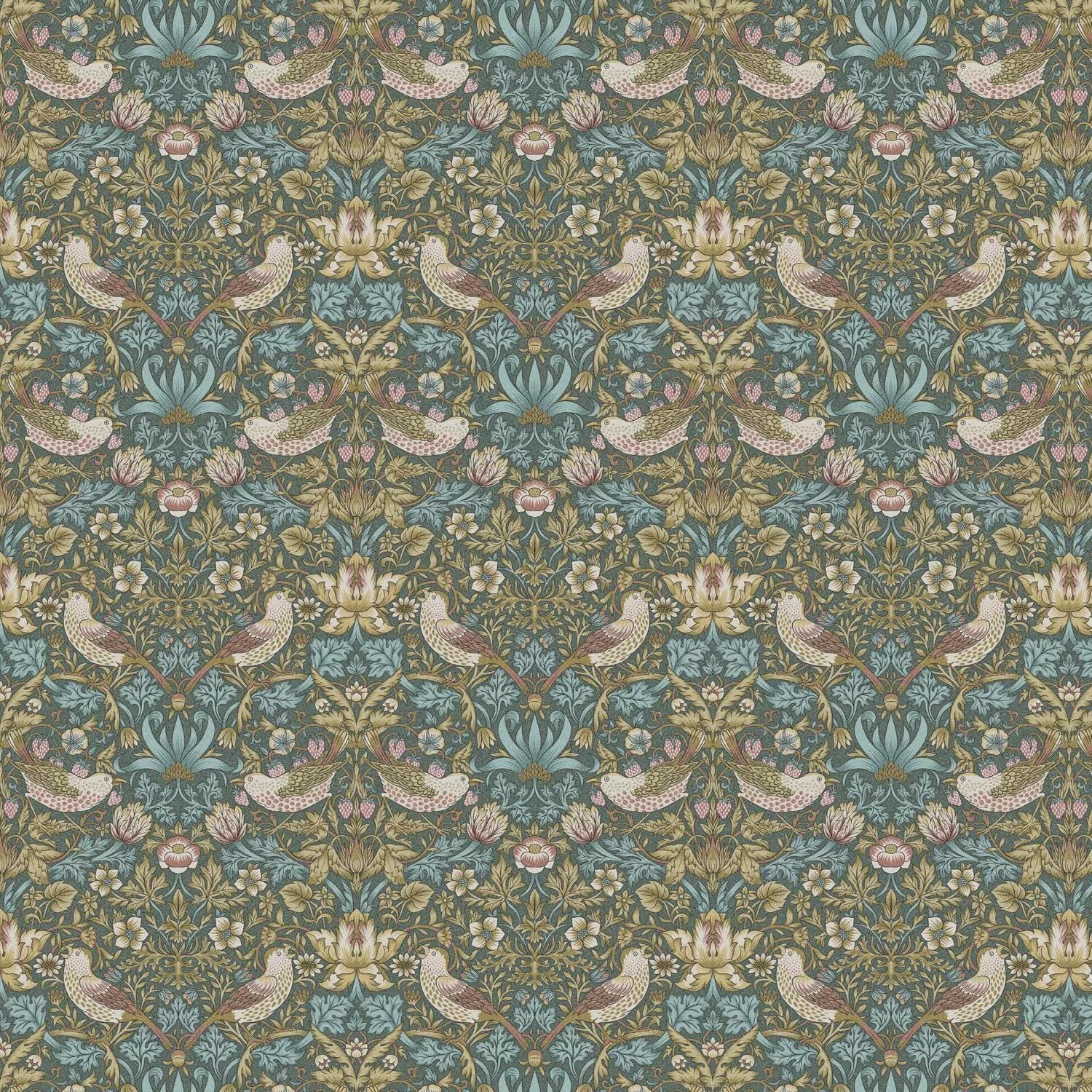 William Morris Strawberry Thief Table Runner Teal , Cotton Napkins , Birds Table Runner , Table Decoration , Various Size