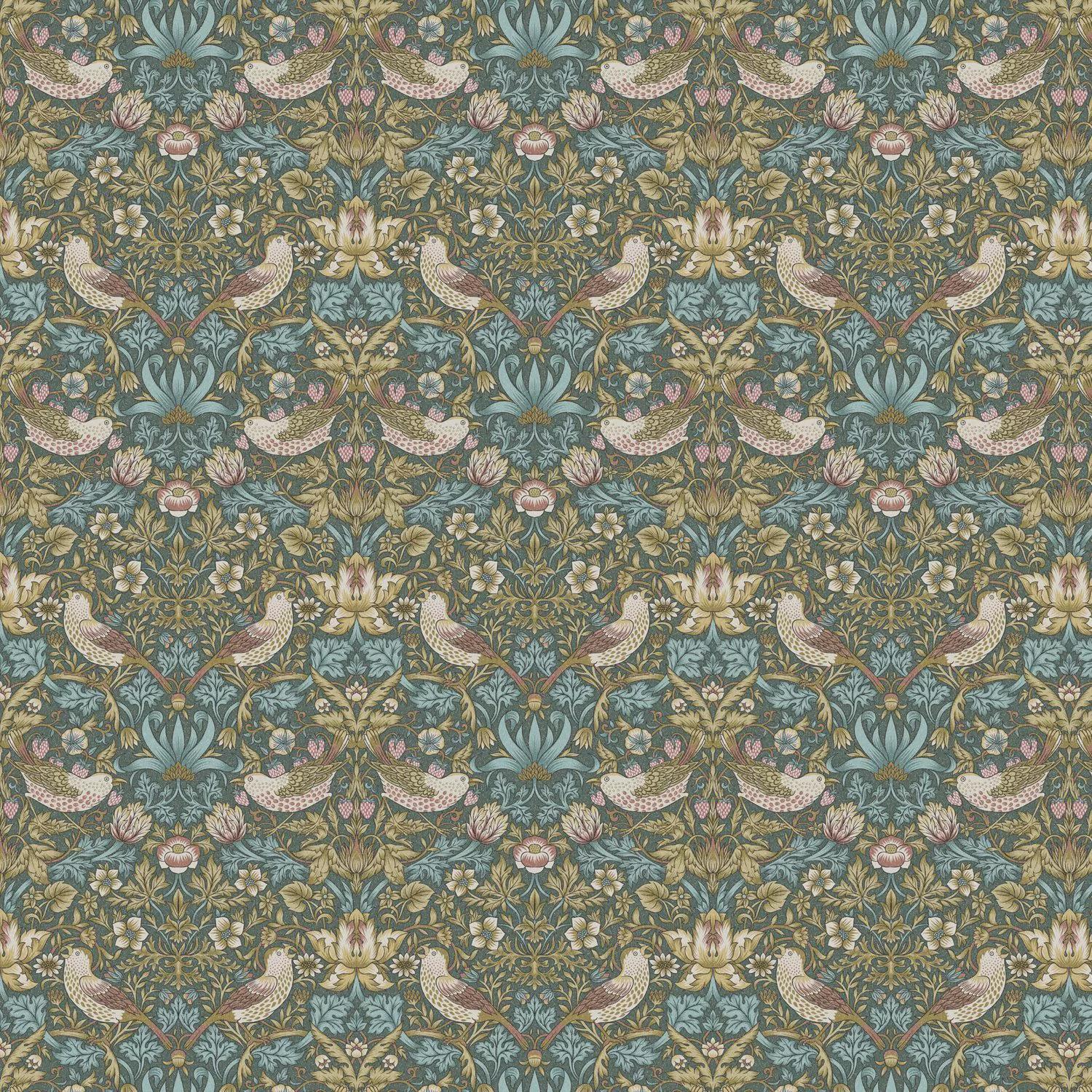 William Morris Strawberry Thief Table Runner Teal , Cotton Napkins , Birds Table Runner , Table Decoration , Various Size