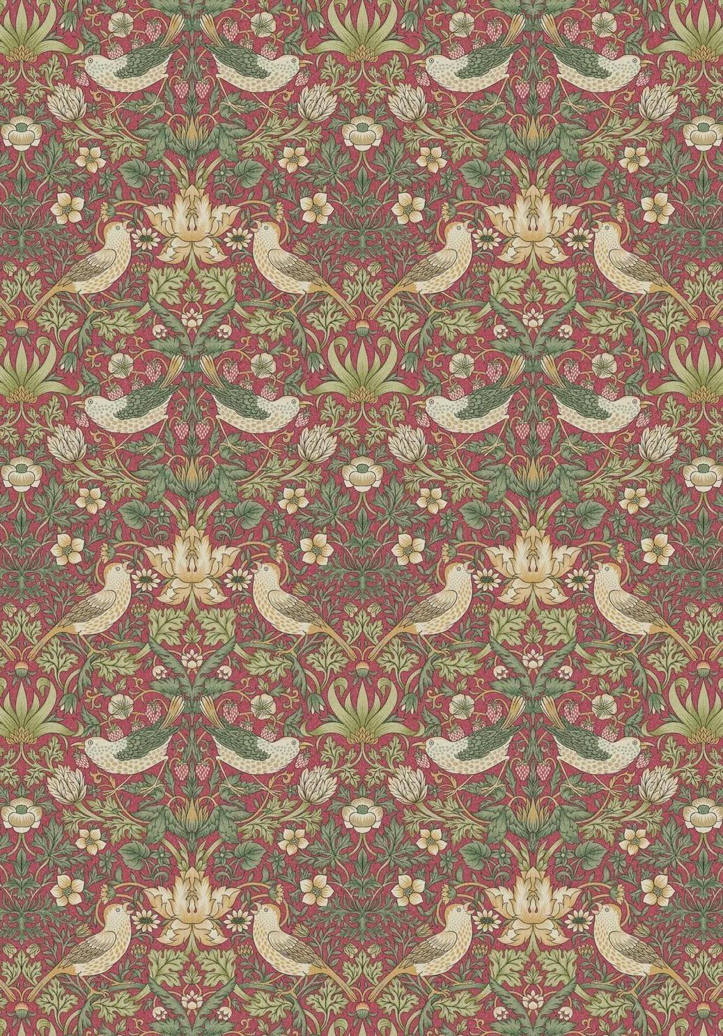 William Morris Strawberry Thief Table Runner Crimson Red , Cotton Napkins , Birds Table Runner , Table Decoration , Various Size
