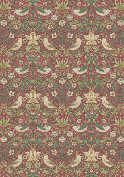 William Morris Strawberry Thief Table Runner Crimson Red , Cotton Napkins , Birds Table Runner , Table Decoration , Various Size