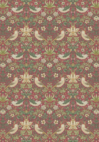 William Morris Strawberry Thief Table Runner Crimson Red , Cotton Napkins , Birds Table Runner , Table Decoration , Various Size