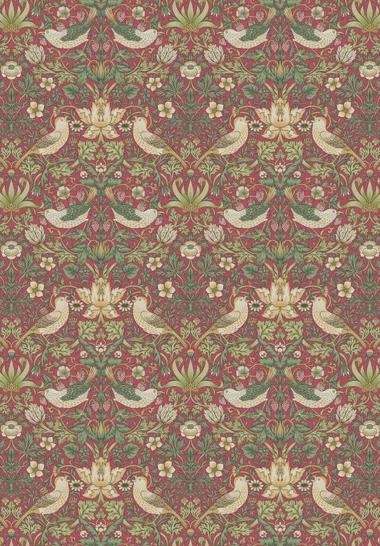 William Morris Strawberry Thief Table Runner Crimson Red , Cotton Napkins , Birds Table Runner , Table Decoration , Various Size