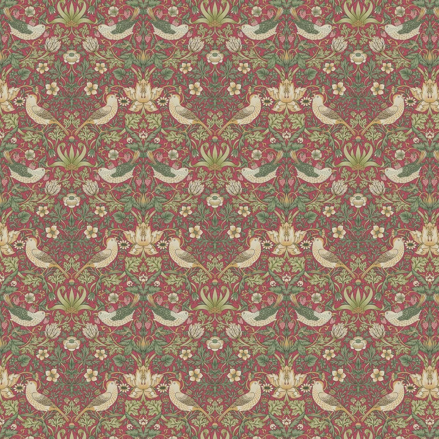 William Morris Strawberry Thief Table Runner Crimson Red , Cotton Napkins , Birds Table Runner , Table Decoration , Various Size