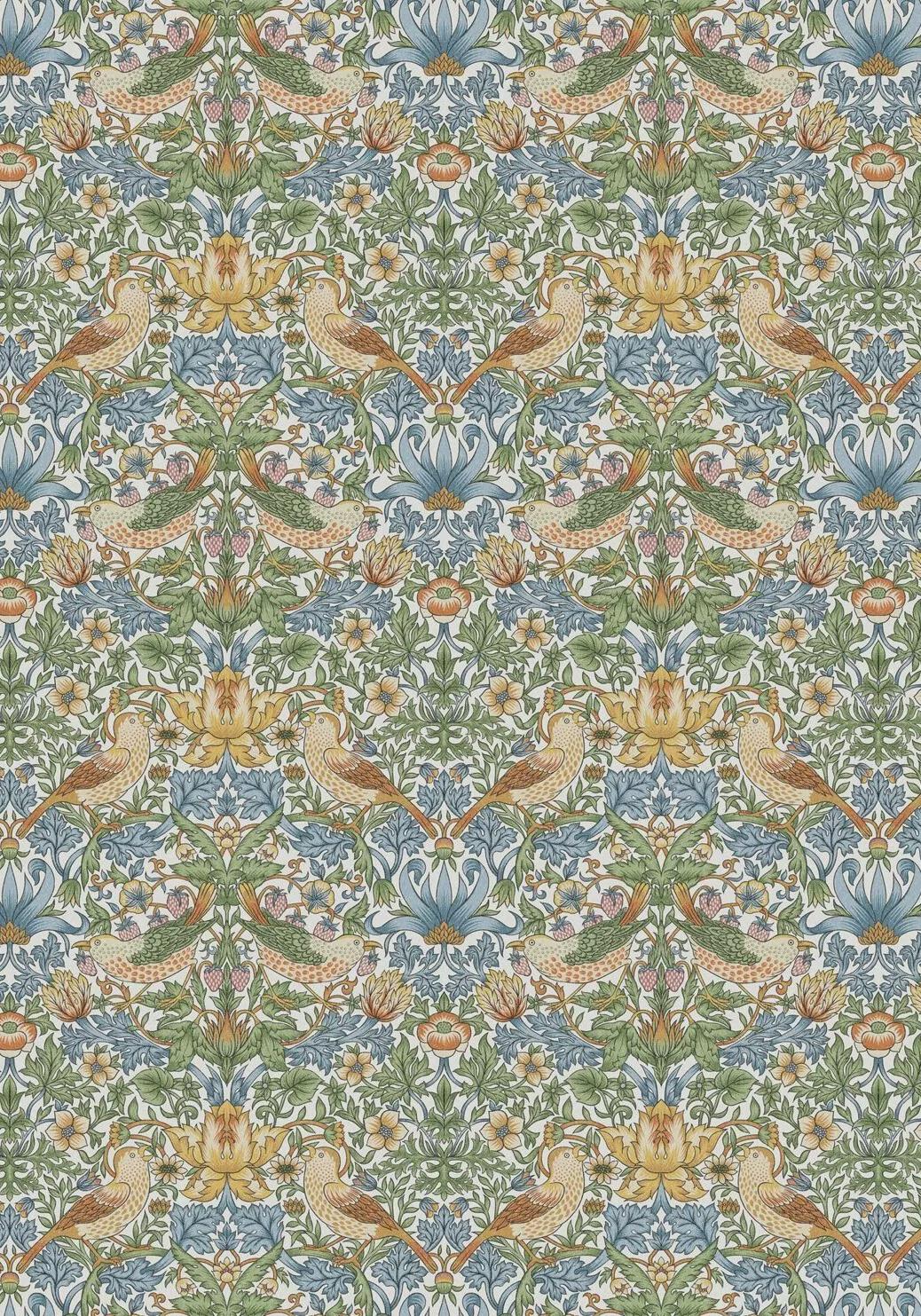 William Morris Strawberry Thief Table Runner Sky Blue, Cotton Napkins, Various Size