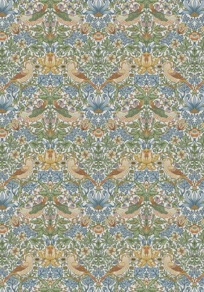William Morris Strawberry Thief Table Runner Sky Blue, Cotton Napkins, Various Size
