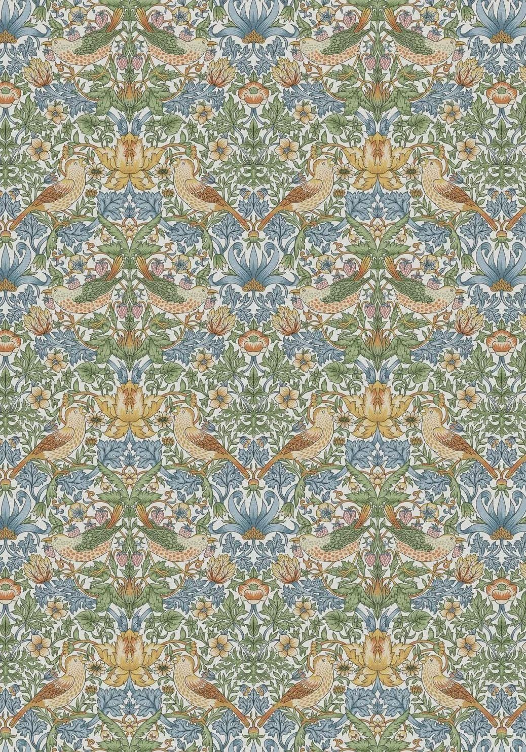 William Morris Strawberry Thief Table Runner Sky Blue, Cotton Napkins, Various Size
