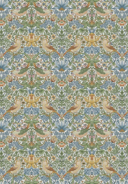 William Morris Strawberry Thief Table Runner Sky Blue, Cotton Napkins, Various Size