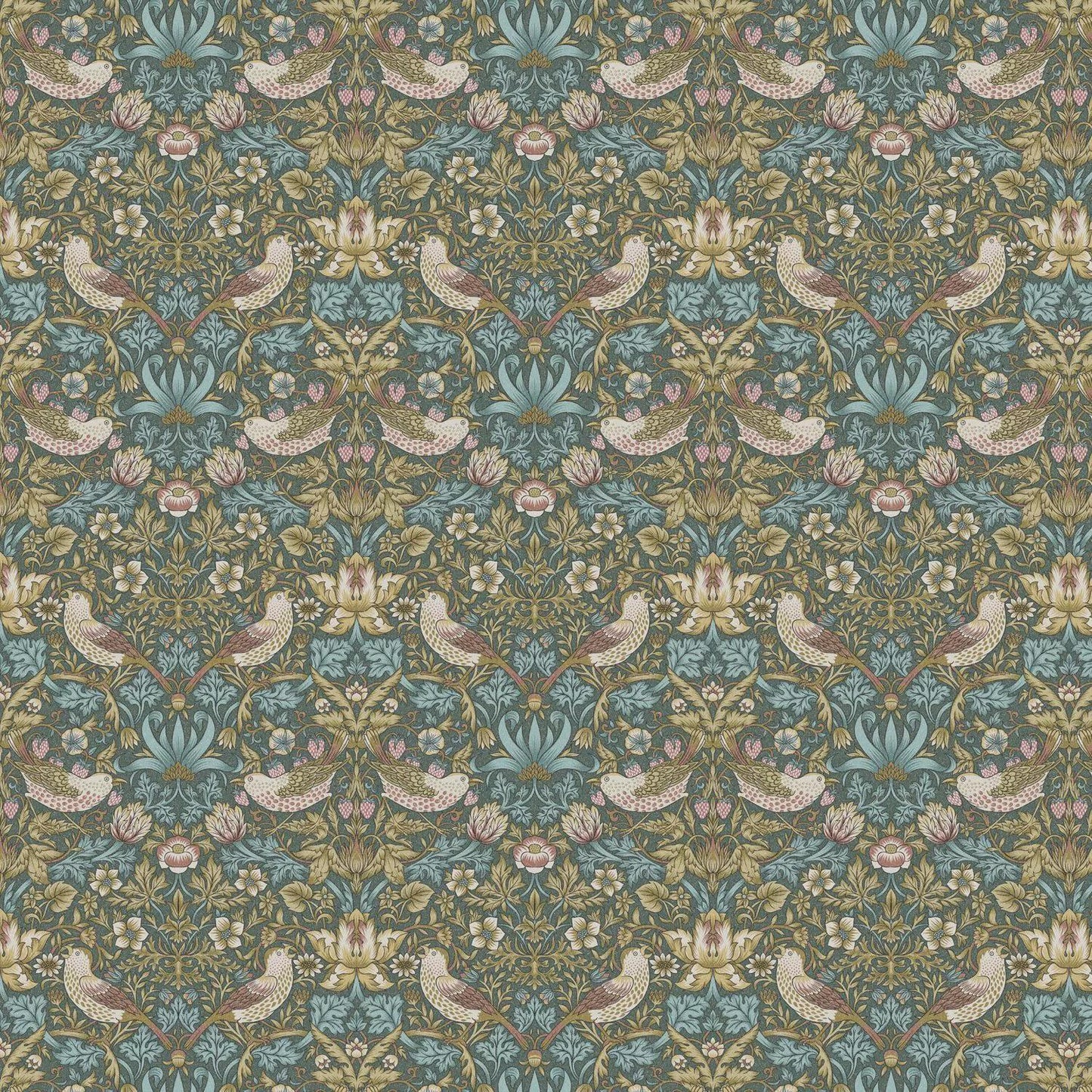 William Morris Strawberry Thief Table Runner Teal , Cotton Napkins , Birds Table Runner , Table Decoration , Various Size