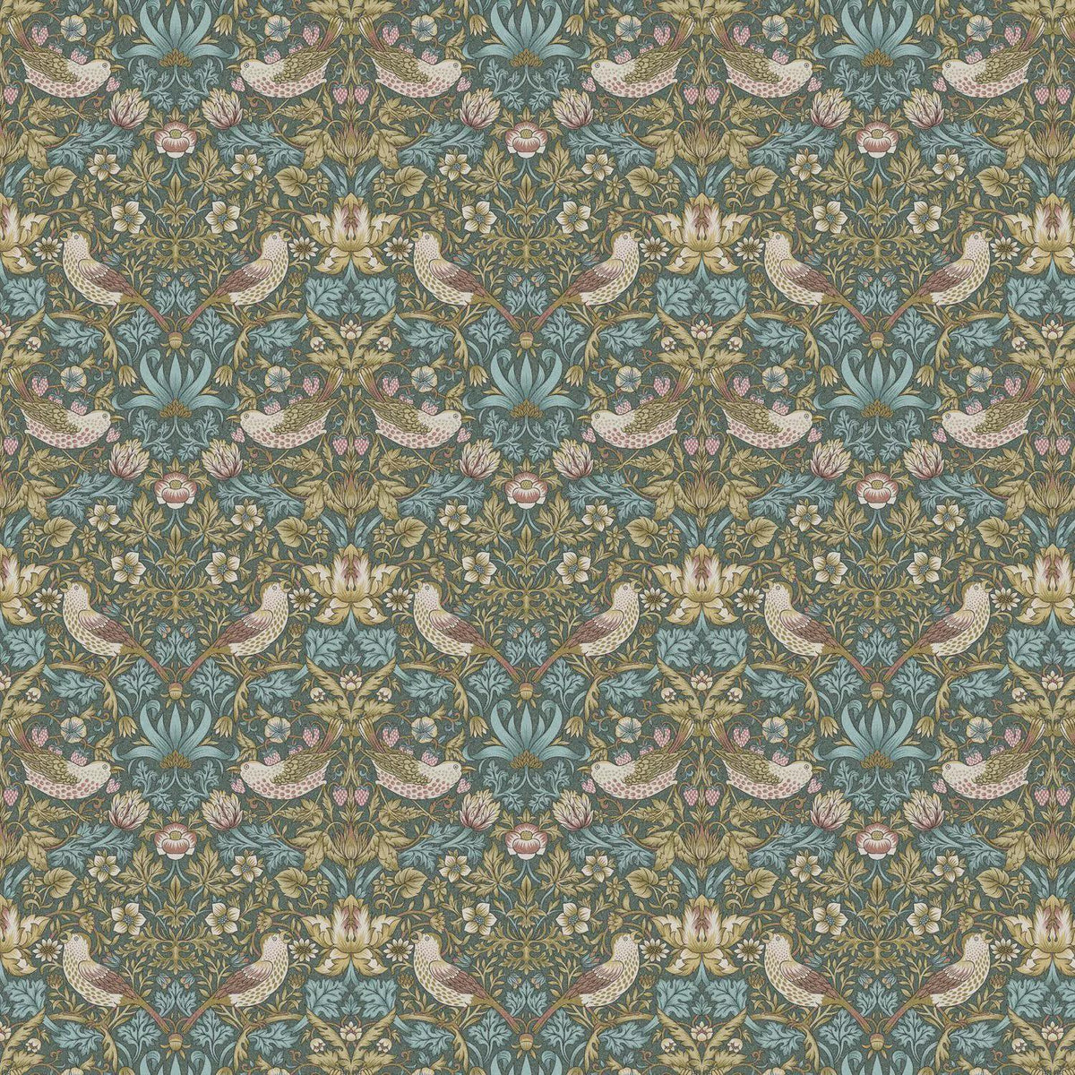 William Morris Strawberry Thief Table Runner Teal , Cotton Napkins , Birds Table Runner , Table Decoration , Various Size
