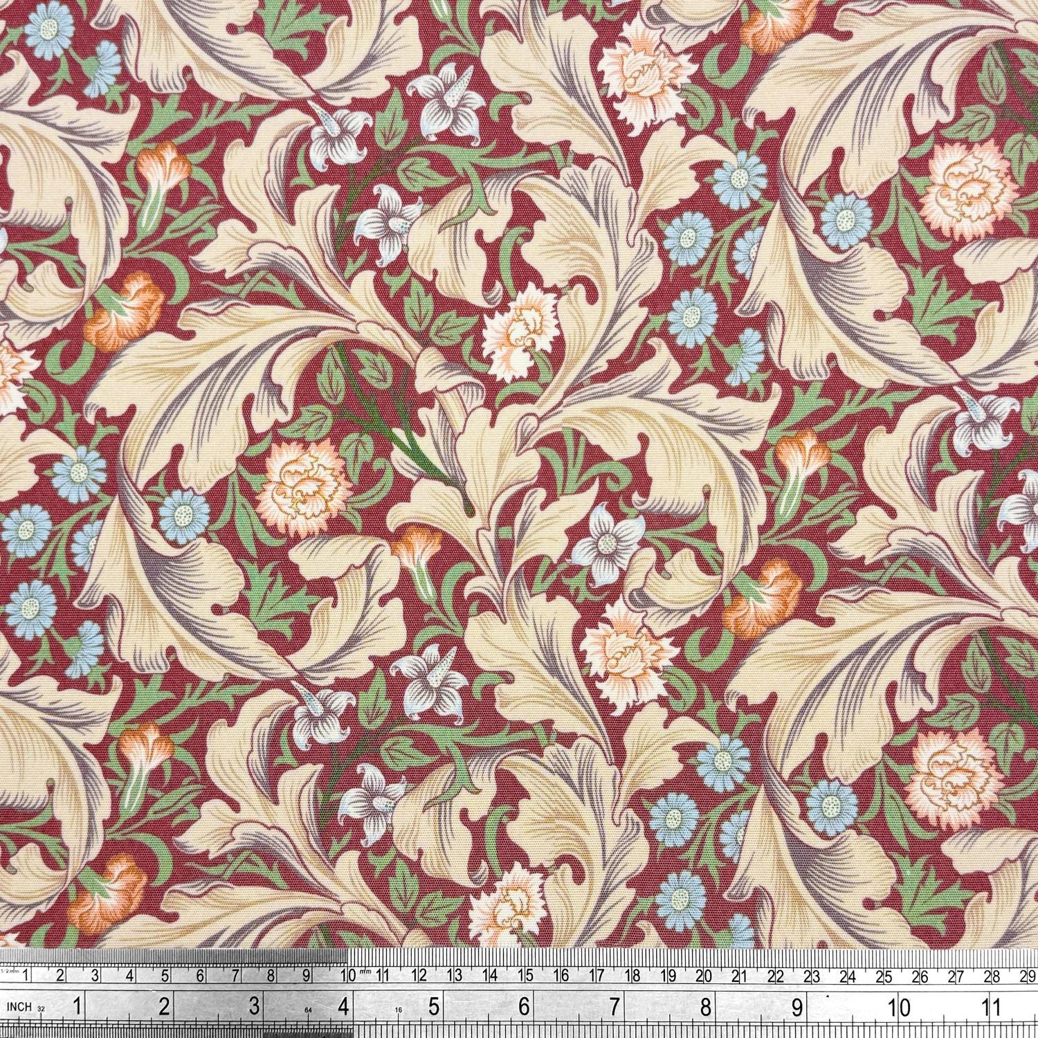 William Morris Coated Tablecloth Leicester Wine Red , Outdoor Water Resistant Table Cloth , Round Oval Rectangle , Handmade in UK
