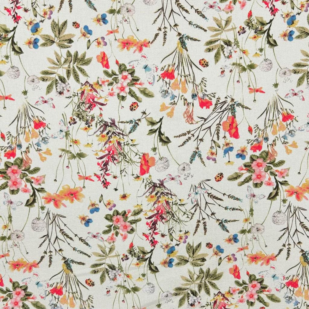 Floral Cotton Tablecloth, Antique Garden Design, Handmade in UK