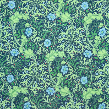 William Morris Coated Tablecloth Seaweed Cobalt , Outdoor Water Resistant Table Cloth , Round Oval Rectangle , Handmade in UK