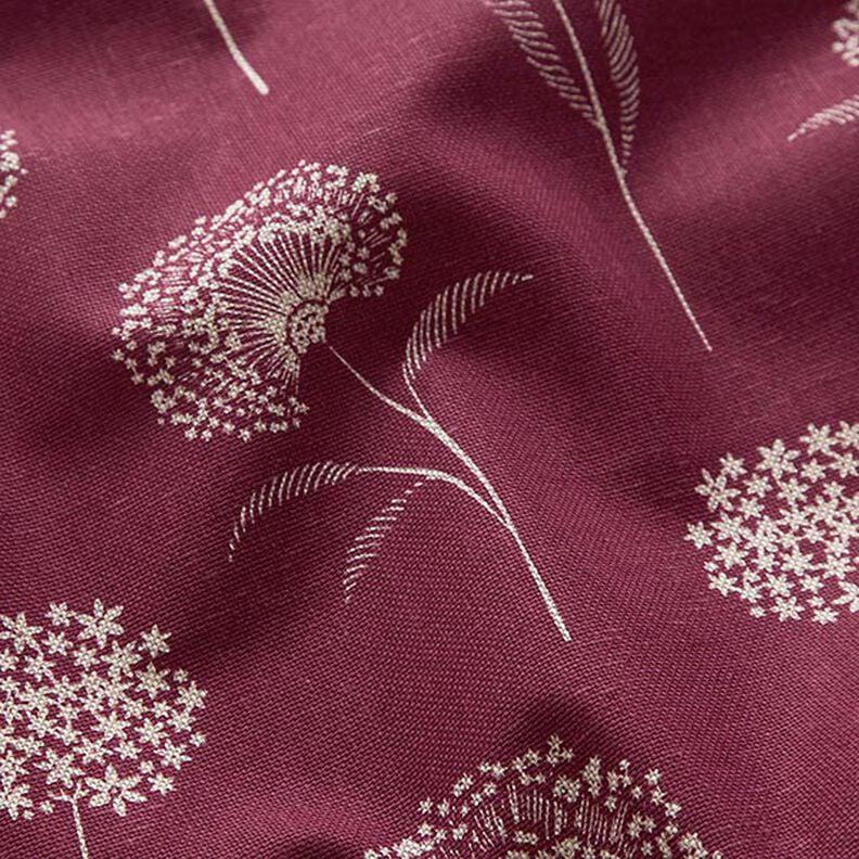 Burgundy Dandelion Tablecloth: Linen Look, Handmade in UK