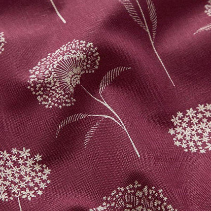 Burgundy Dandelion Tablecloth: Linen Look, Handmade in UK