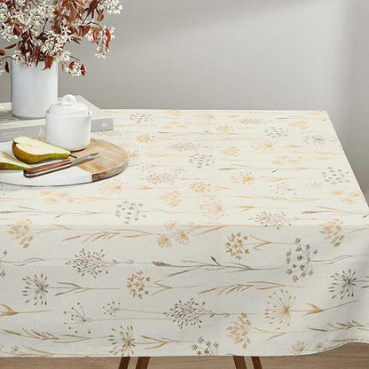 Dandelions Floral Tablecloth , Dried Flowers Light Beige Tablecloth , Round Oval Rectangle Tablecloth