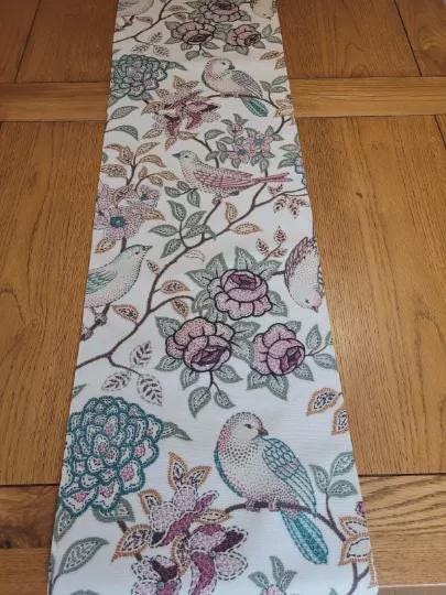 Heritage Fern Table Runner , Birds Floral Table Runner, Various Size