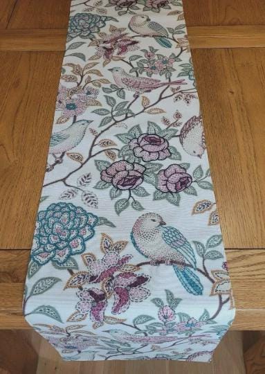 Heritage Fern Table Runner , Birds Floral Table Runner, Various Size