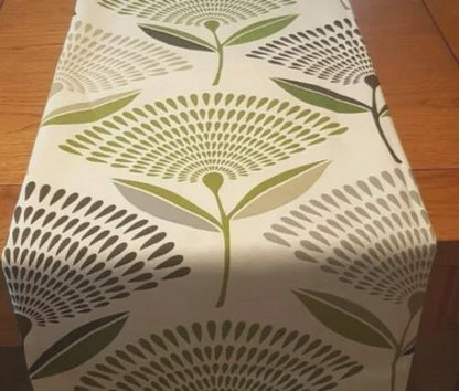 Dandelion Floral Lime Green Table Runner, Various Size