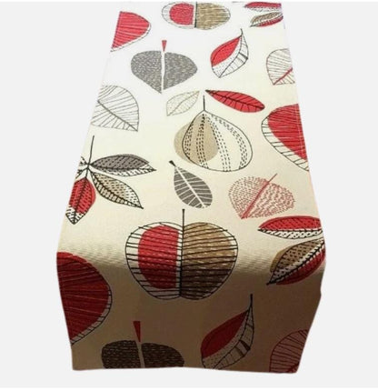Autumn Fall Table Runner , Maple Apple Red Berry Table Runner , Leaf Beige Red Table Runner , Table Decoration , Various Size
