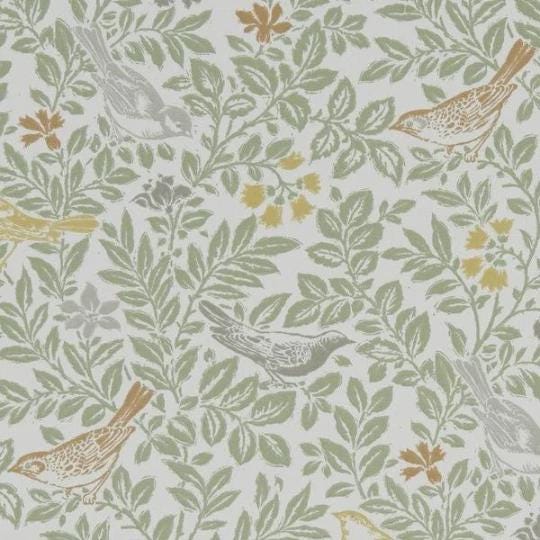 Bird Song Autumn Table Runner, Sage Green Floral Decor, Handmade UK