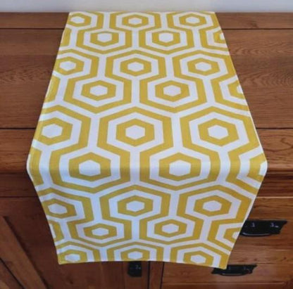 Geometric Table Runner , Yellow Ochre Table Runner , Table Decoration , Autumn Table Runner , Various Size