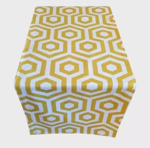 Geometric Table Runner , Yellow Ochre Table Runner , Table Decoration , Autumn Table Runner , Various Size