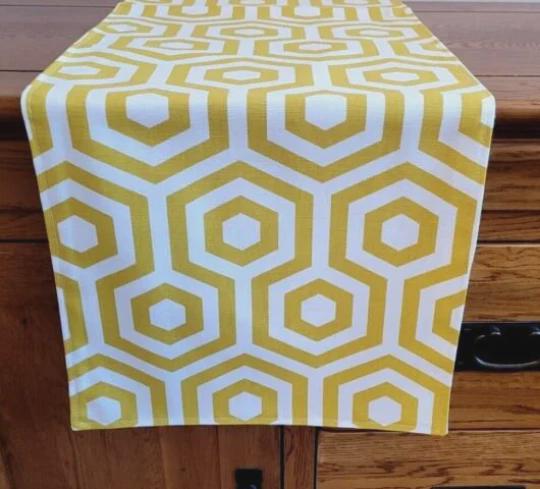 Geometric Table Runner , Yellow Ochre Table Runner , Table Decoration , Autumn Table Runner , Various Size
