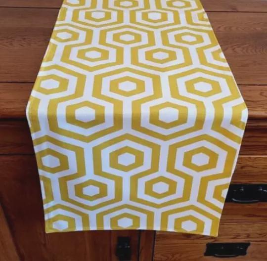 Geometric Table Runner , Yellow Ochre Table Runner , Table Decoration , Autumn Table Runner , Various Size
