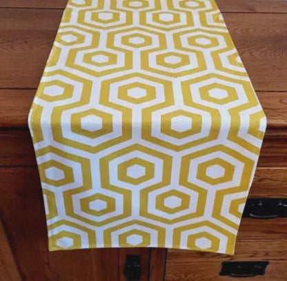 Geometric Table Runner , Yellow Ochre Table Runner , Table Decoration , Autumn Table Runner , Various Size
