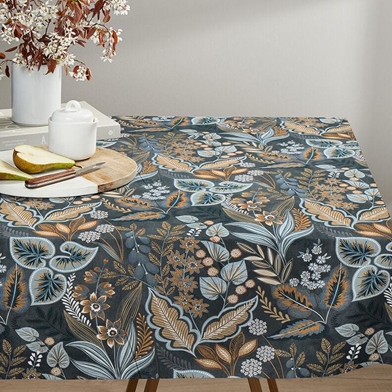 Paisley Leaves Blue Grey Tablecloth , Floral Round Oval Rectangle Tablecloth