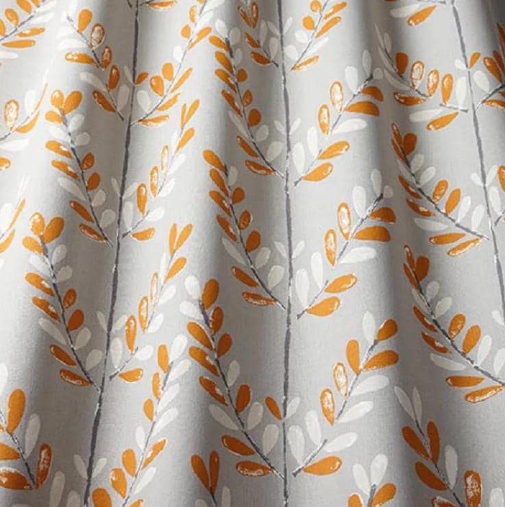 Tangerine Leaf Tablecloth, Scandi Sprig Design, Handmade Cotton