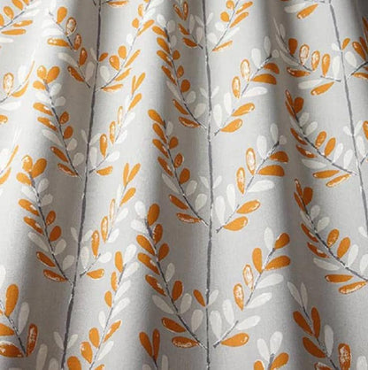 Tangerine Leaf Tablecloth, Scandi Sprig Design, Handmade Cotton