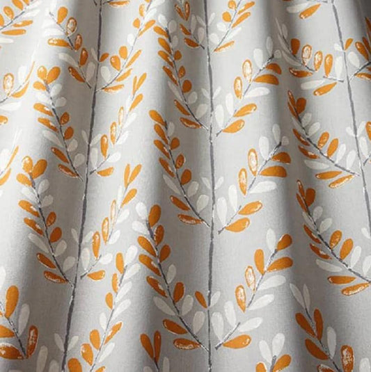 Tangerine Leaf Tablecloth, Scandi Sprig Design, Handmade Cotton