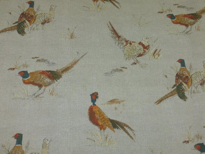 Rustic Pheasant Pattern Beige Tablecloth , Round Oval Square Rectangle , Handmade UK