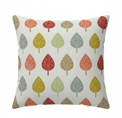 Symmetrical Leaf Leaves Burnt Orange Cushion Cover, Handmade Cotton Throw Pillow