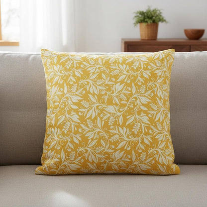 Berry Clusters Leaves Floral Ochre Yellow Cushion Cover , Throw Pillow , Scatter Cushions , Cushion Cover UK