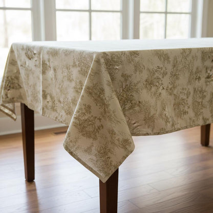 Beige Toile De Jouy French Country Style Tablecloth