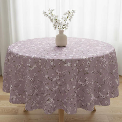 Round Cherry Blossom Tablecloth , Emi Heather Purple Tablecloth , Round, Square, Rectangle Tablecloth , Tablecloth UK