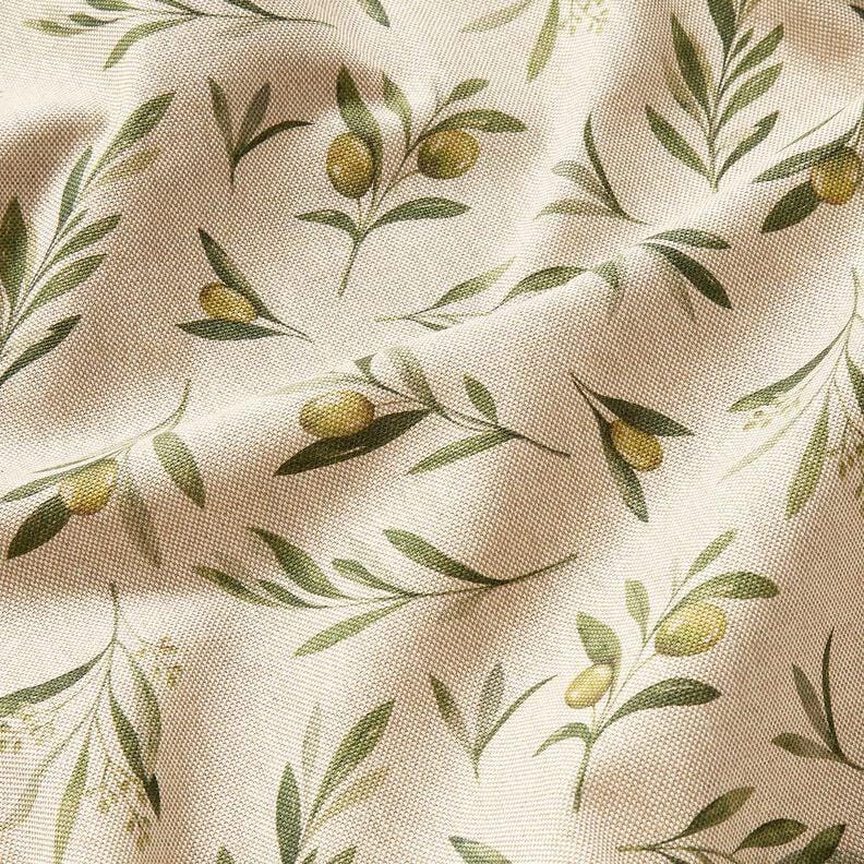 Green Olives Natural Tablecloth , Cotton Linen Look, UK Made