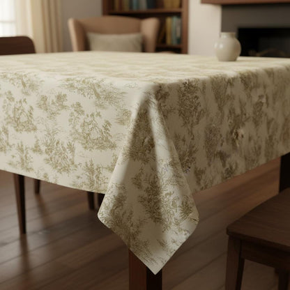 Oval Toile De Jouy Tablecloth , Vintage Tablecloth , French Tablecloth , Linen Tablecloth , Round Tablecloth , Round Tablecloth