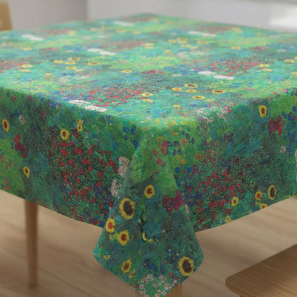 Klimt's Farm Garden Tablecloth , Wildflower Tablecloth , Spring Flower Tablecloth , Round Tablecloth , Oval Tablecloth , Rectange Tablecloth