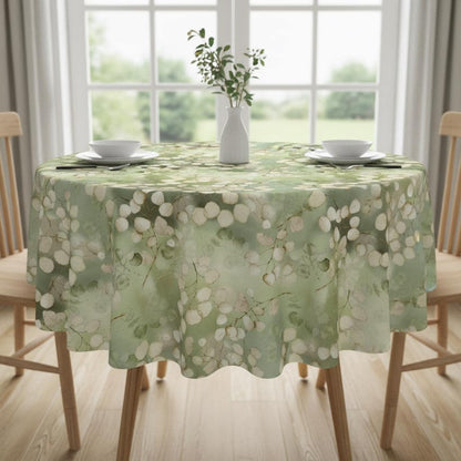 Honesty Leaf Tablecloth , Lunaria Honesty Green Leaves Table Cloth , Round Oval Rectangle