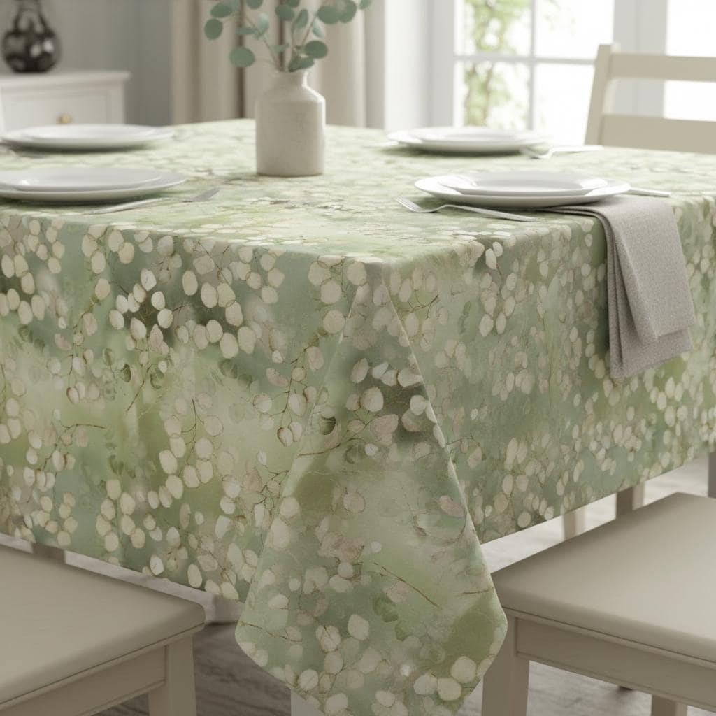 Honesty Leaf Tablecloth , Lunaria Honesty Green Leaves Table Cloth , Round Oval Rectangle