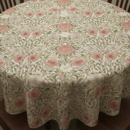 William Morris Ophelia Floral Tablecloth: Chintz Red, Handmade UK