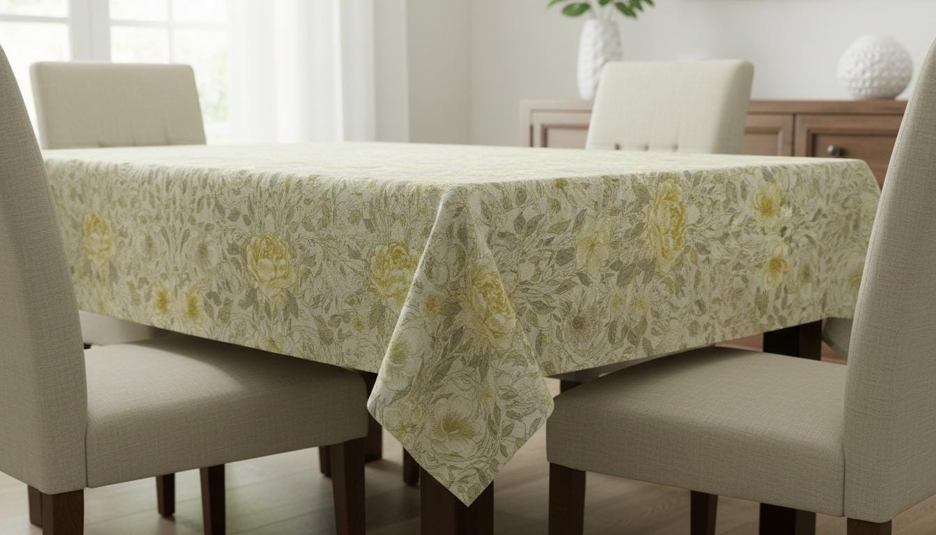 William Morris Ophelia Flowers Natural Yellow Tablecloth