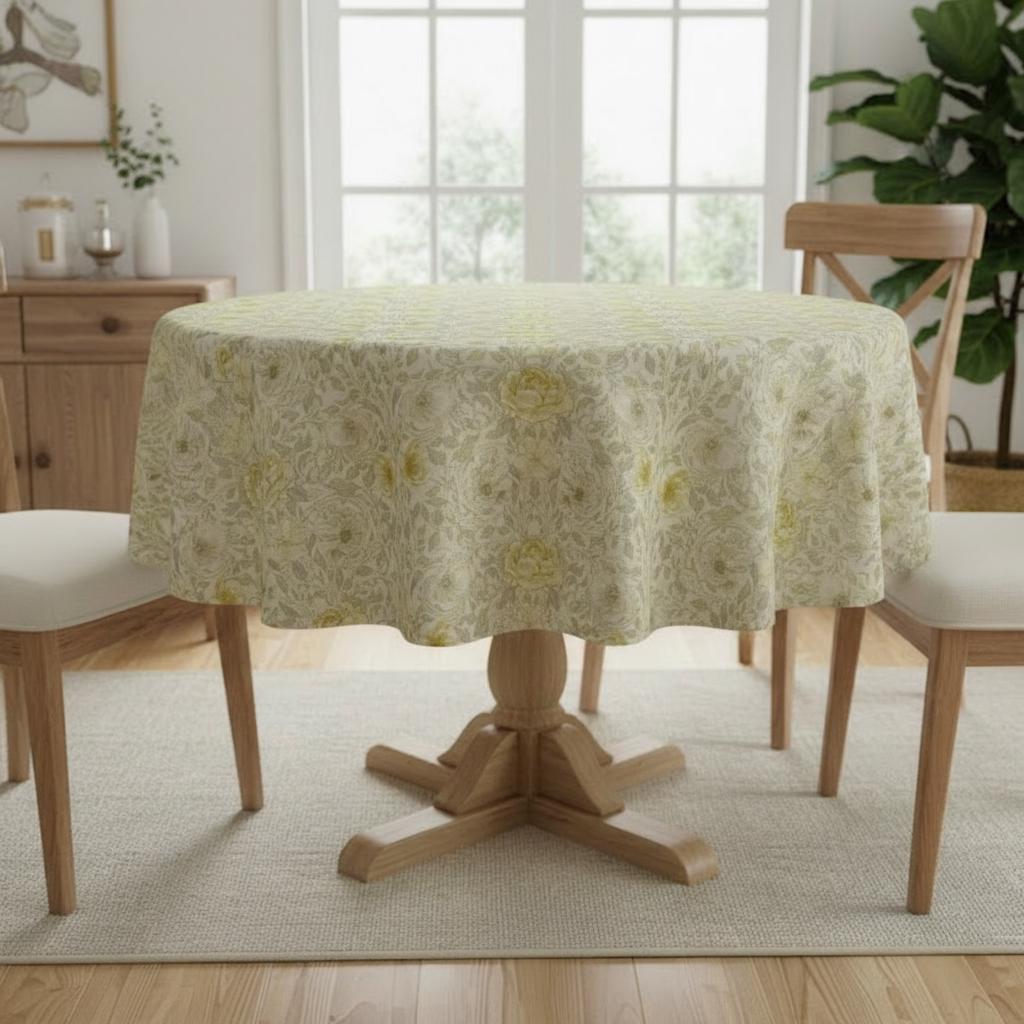 William Morris Ophelia Flowers Natural Yellow Tablecloth